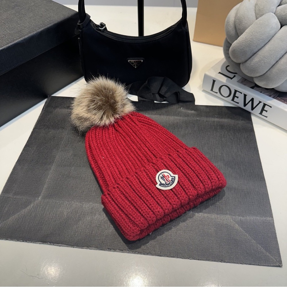 Moncler Red Classic Knitted Hat